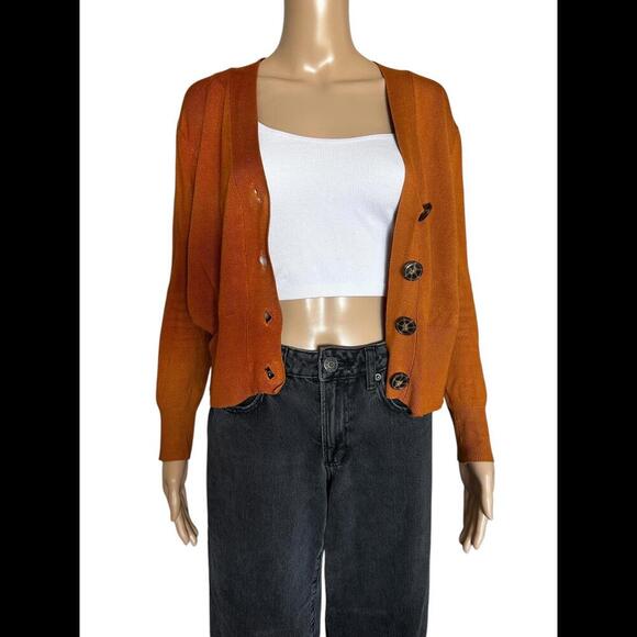 ZARA Knit Button-Up Cardigan - Warm Orange - Picture 3 of 5